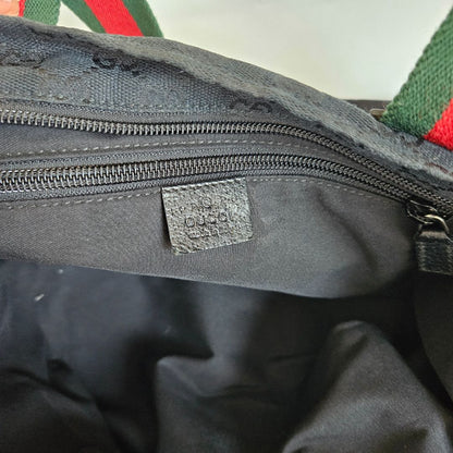 Gucci Navy Blue/Black GG Canvas Web Handle Tote