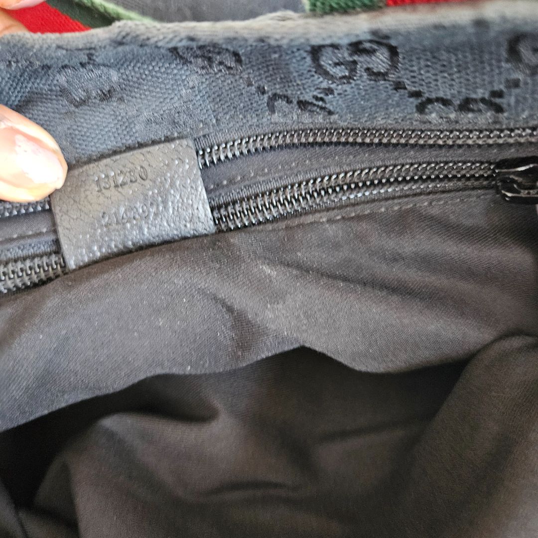 Gucci Navy Blue/Black GG Canvas Web Handle Tote