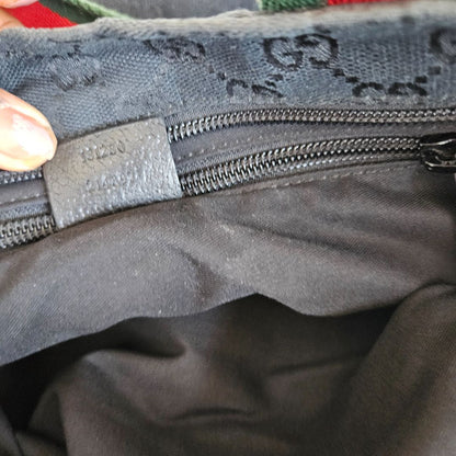 Gucci Navy Blue/Black GG Canvas Web Handle Tote