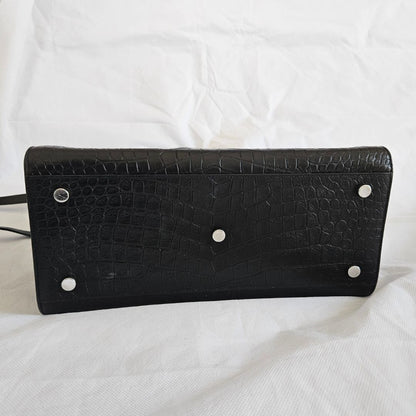 Saint Laurent Sac de Jour Tote Black Croc Embossed Bag