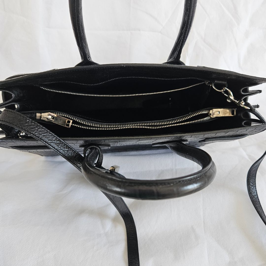 Saint Laurent Sac de Jour Tote Black Croc Embossed Bag