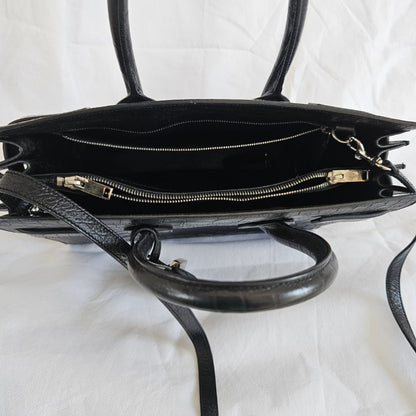 Saint Laurent Sac de Jour Tote Black Croc Embossed Bag