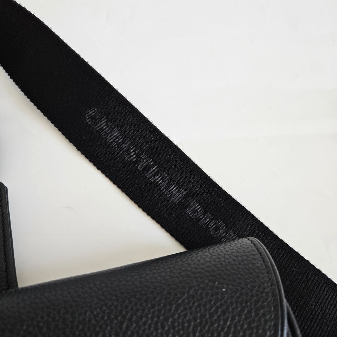 Dior Black Leather Saddle Shoulder Bag for Men