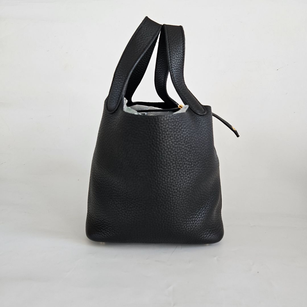 Hermès Picotin 18 Black Clemence GHW