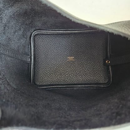 Hermès Picotin 18 Black Clemence GHW