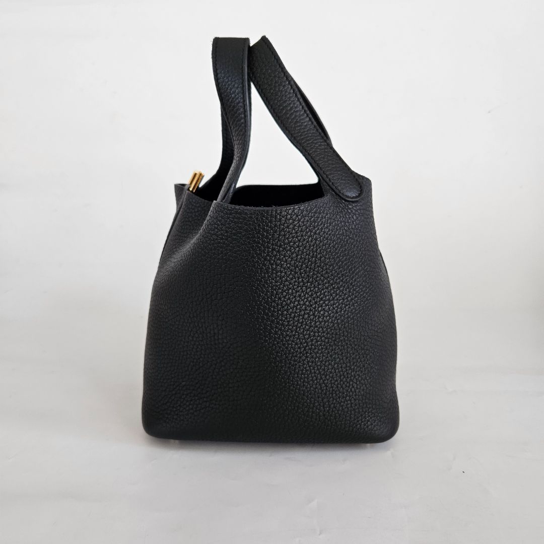 Hermès Picotin 18 Black Clemence GHW
