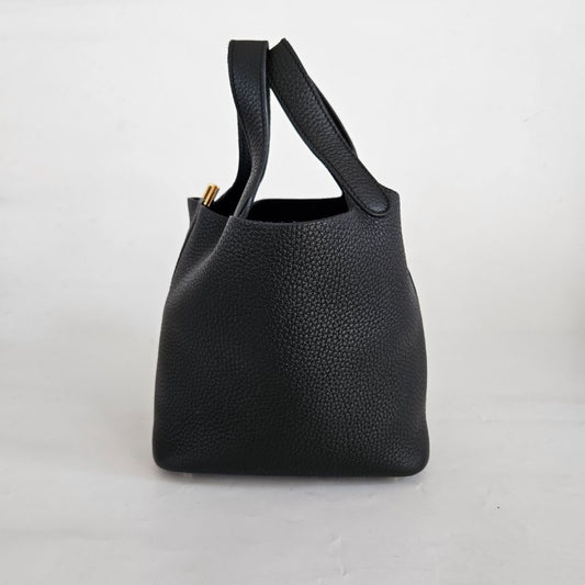 Hermès Picotin 18 Black Clemence GHW