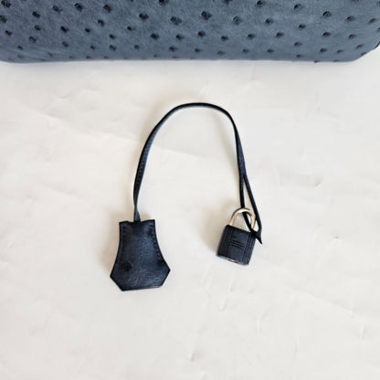 Hermes Ostrich Blue Birkin 30 Bag with Palladium Hardware