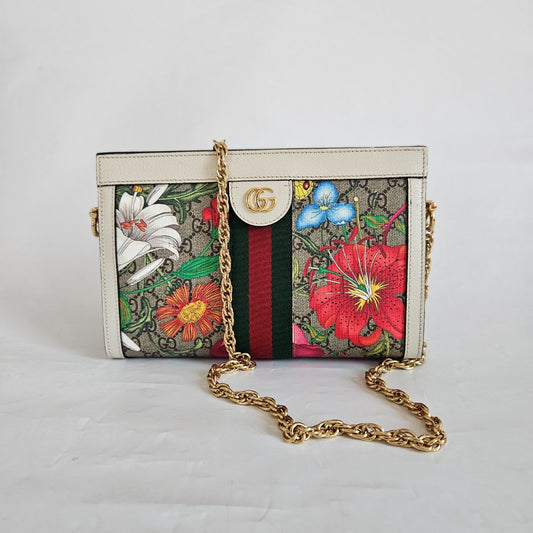 Gucci Multicolor GG Supreme Canvas And Leather Small Ophidia Flora Shoulder Bag