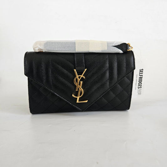 Saint Laurent Small Envelope Bag in Mix Matelassé Grain de Poudre Embossed Leather