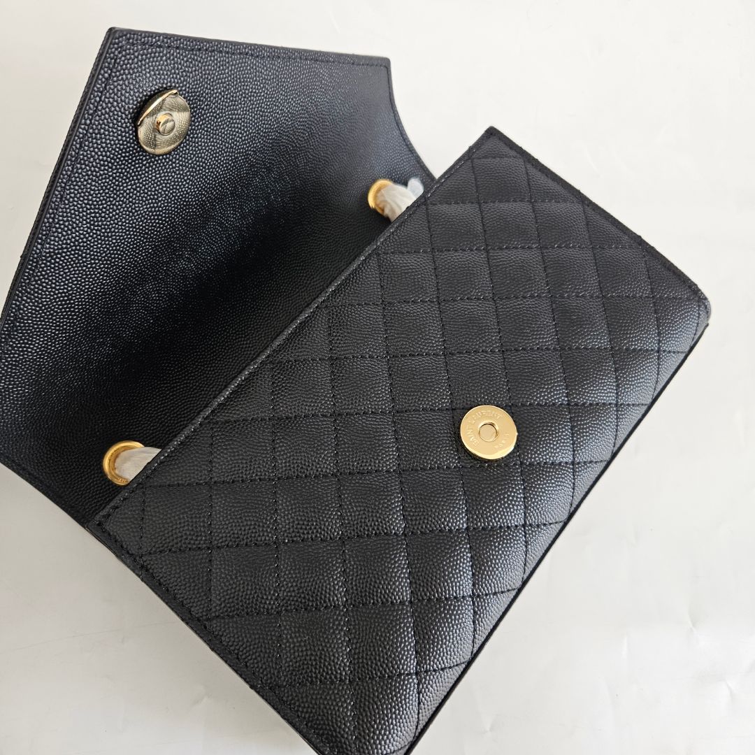 Saint Laurent Small Envelope Bag in Mix Matelassé Grain de Poudre Embossed Leather