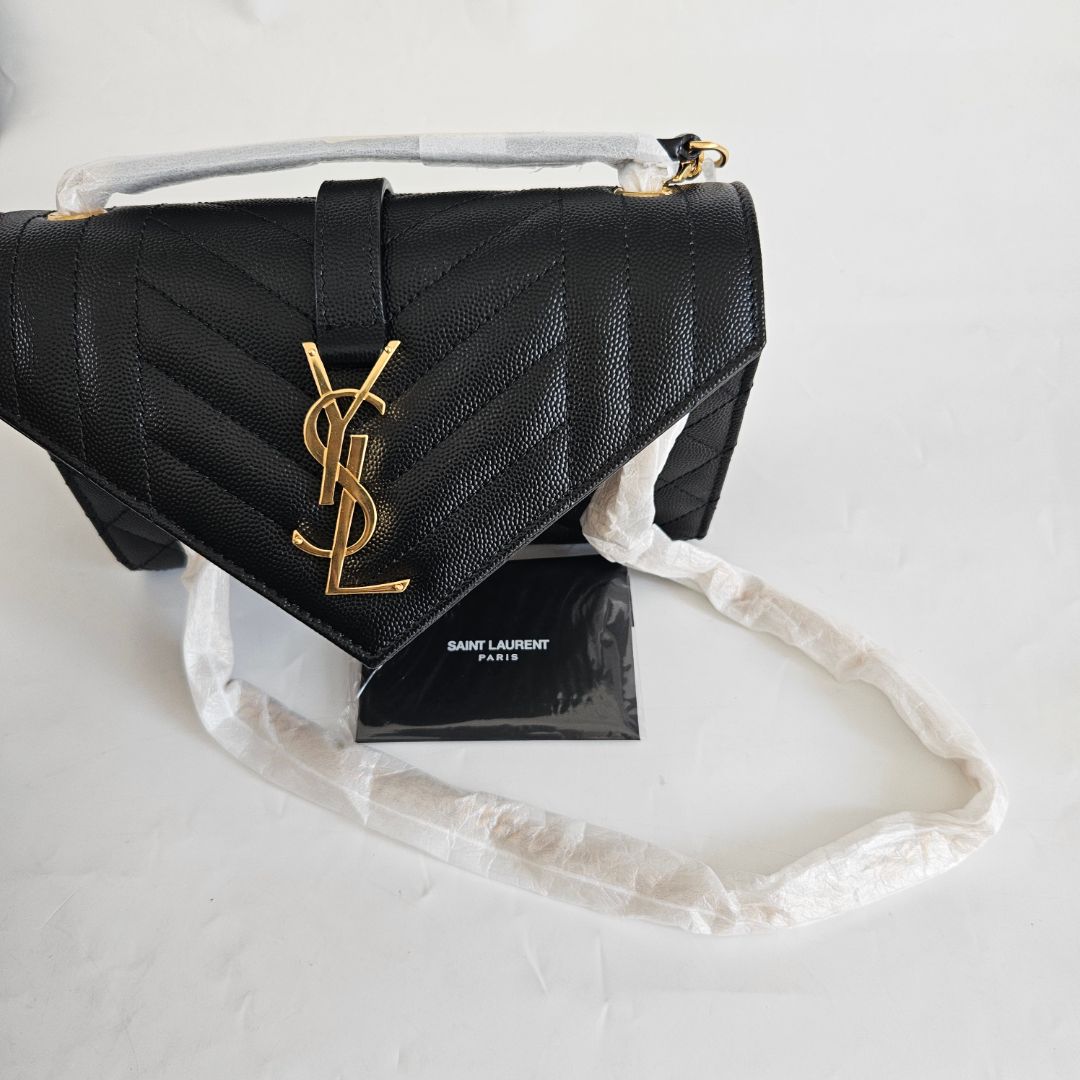 Saint Laurent Small Envelope Bag in Mix Matelassé Grain de Poudre Embossed Leather