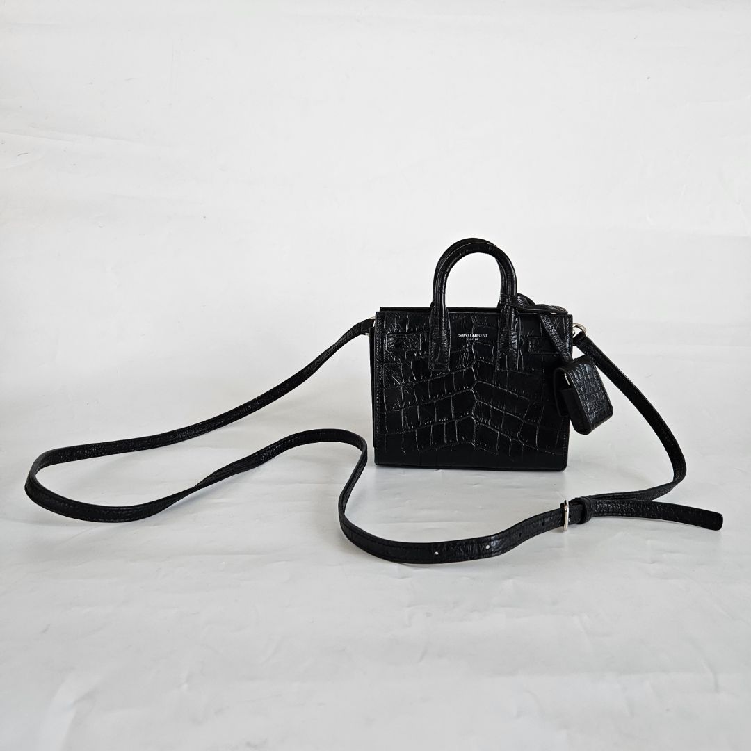 Saint Laurent Toy Sac De Jour Bag in Crocodile Embossed Leather