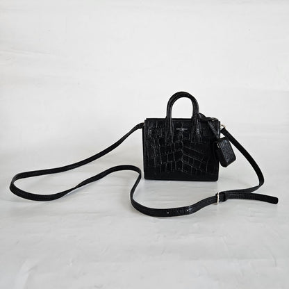 Saint Laurent Toy Sac De Jour Bag in Crocodile Embossed Leather