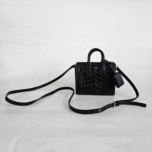 Saint Laurent Toy Sac De Jour Bag in Crocodile Embossed Leather