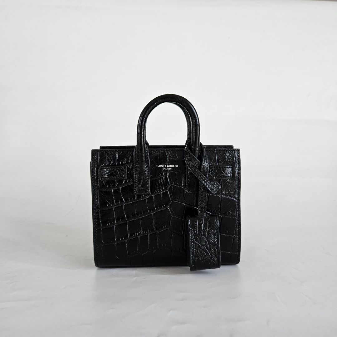 Saint Laurent Toy Sac De Jour Bag in Crocodile Embossed Leather