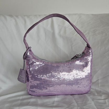 Prada Paillettes Sequin Mini Re-Edition 2000 Bag Lilium Black