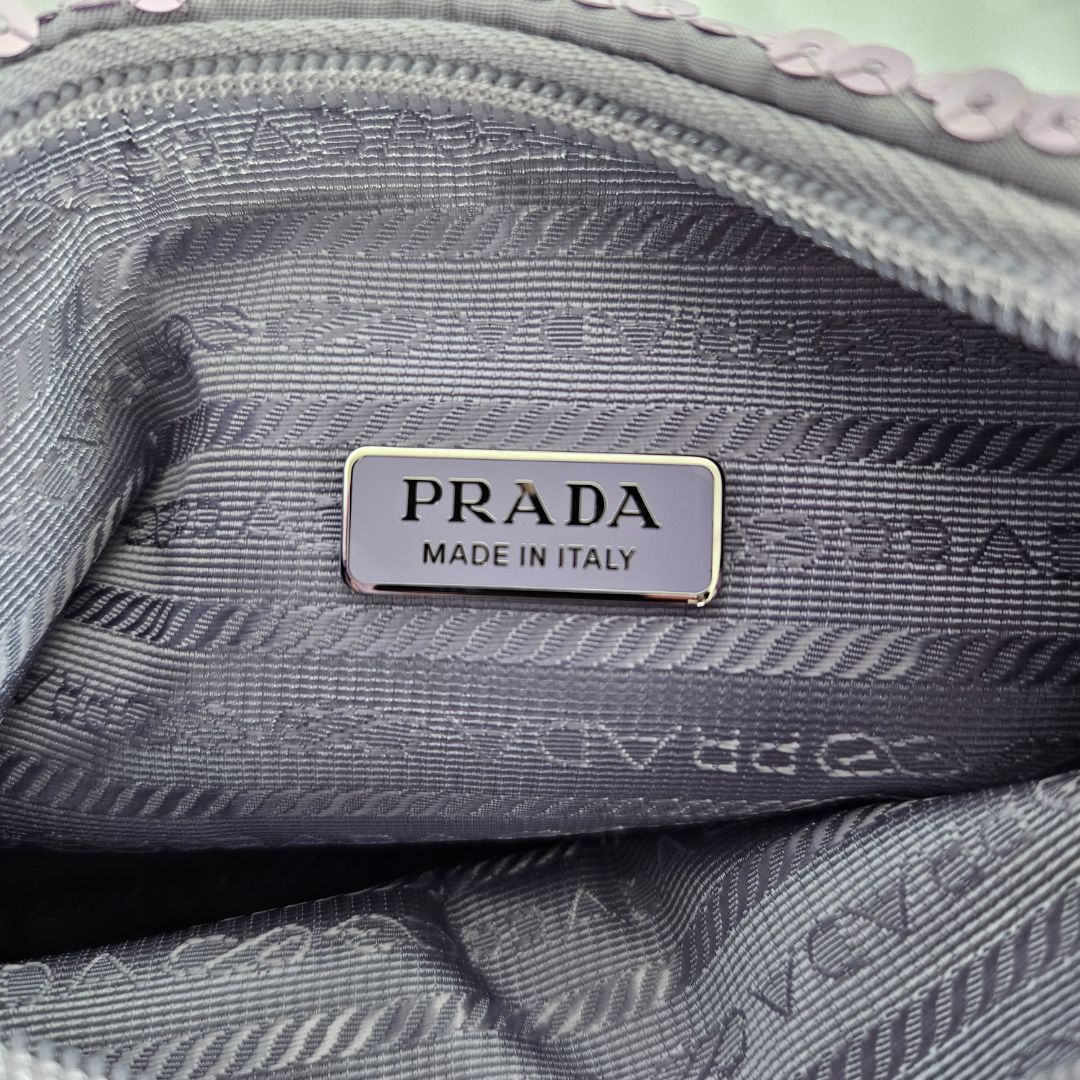 Prada Paillettes Sequin Mini Re-Edition 2000 Bag Lilium Black