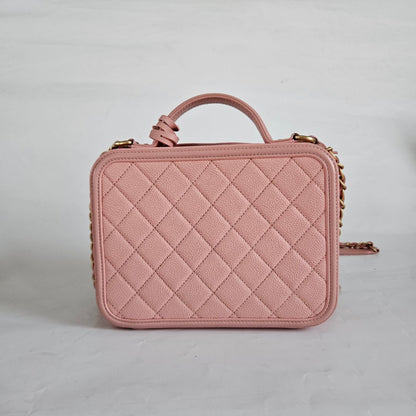 Chanel Pink Leather Medium Filigree Vanity Shoulder Bag