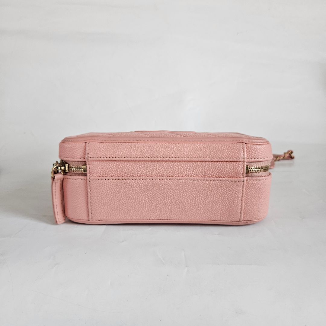 Chanel Pink Leather Medium Filigree Vanity Shoulder Bag