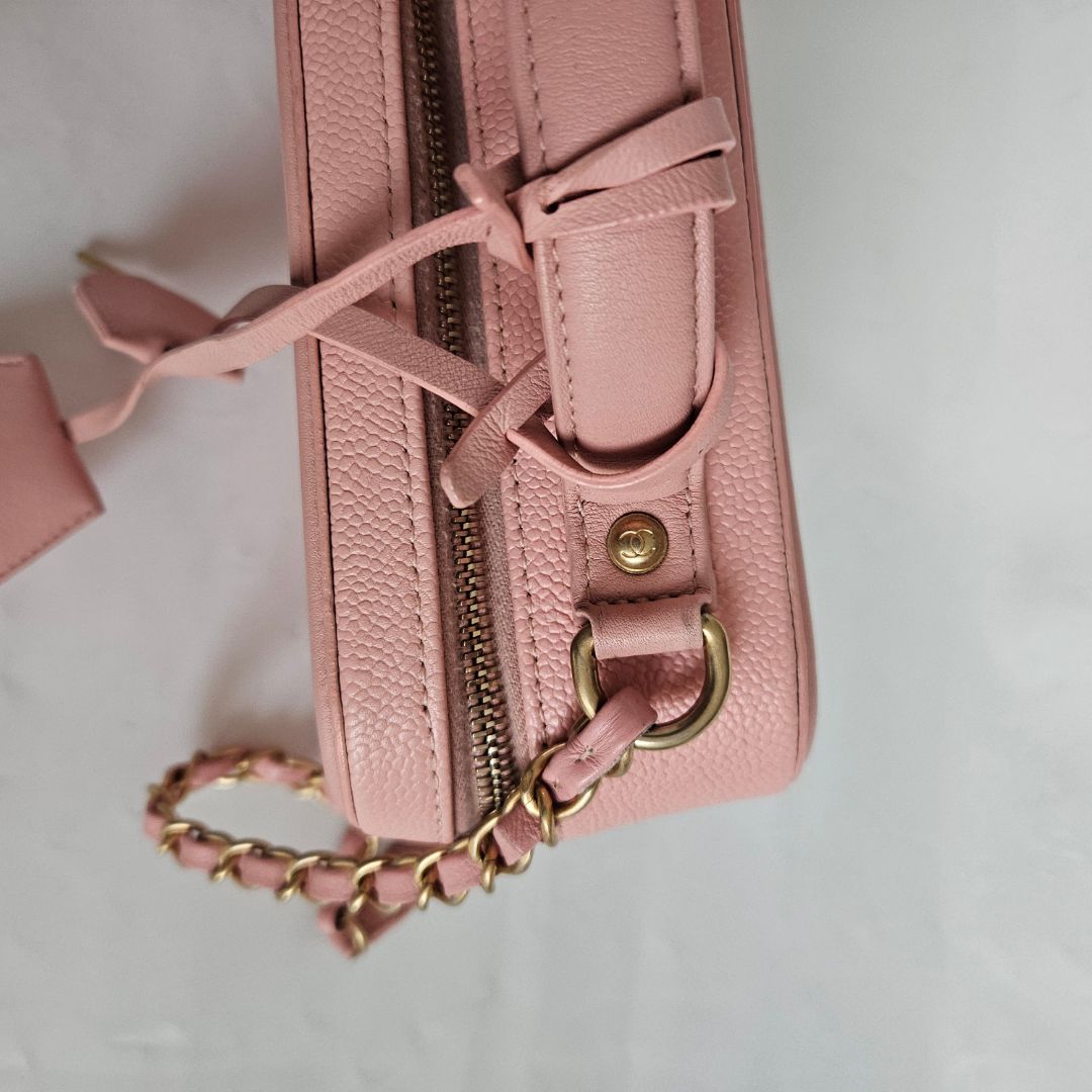 Chanel Pink Leather Medium Filigree Vanity Shoulder Bag