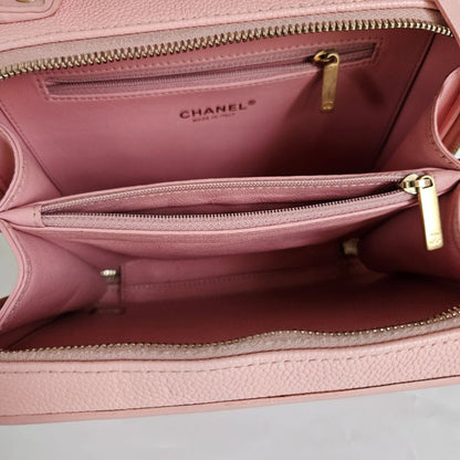 Chanel Pink Leather Medium Filigree Vanity Shoulder Bag
