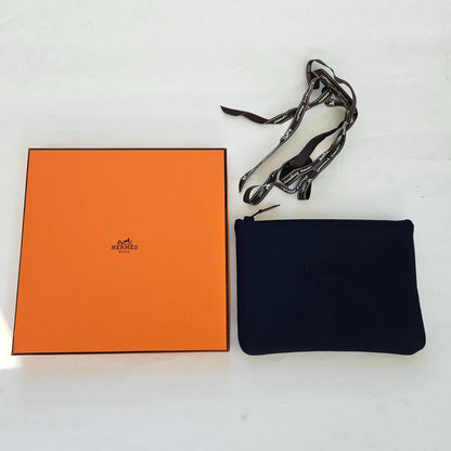 Hermes Clutch bag polyamide navy accessory case Truth Flat MM