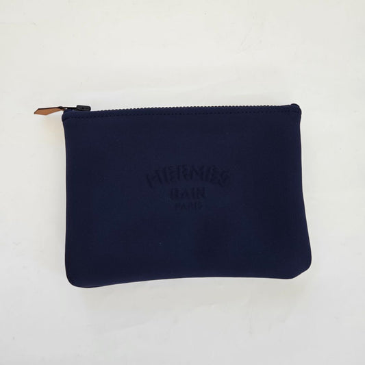 Hermes Clutch bag polyamide navy accessory case Truth Flat MM