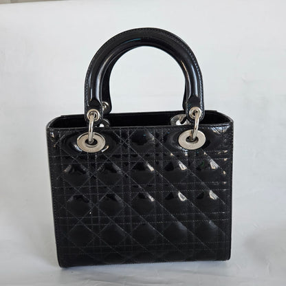 Dior black patent leather medium lady Dior bag