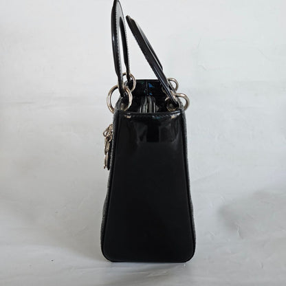 Dior black patent leather medium lady Dior bag
