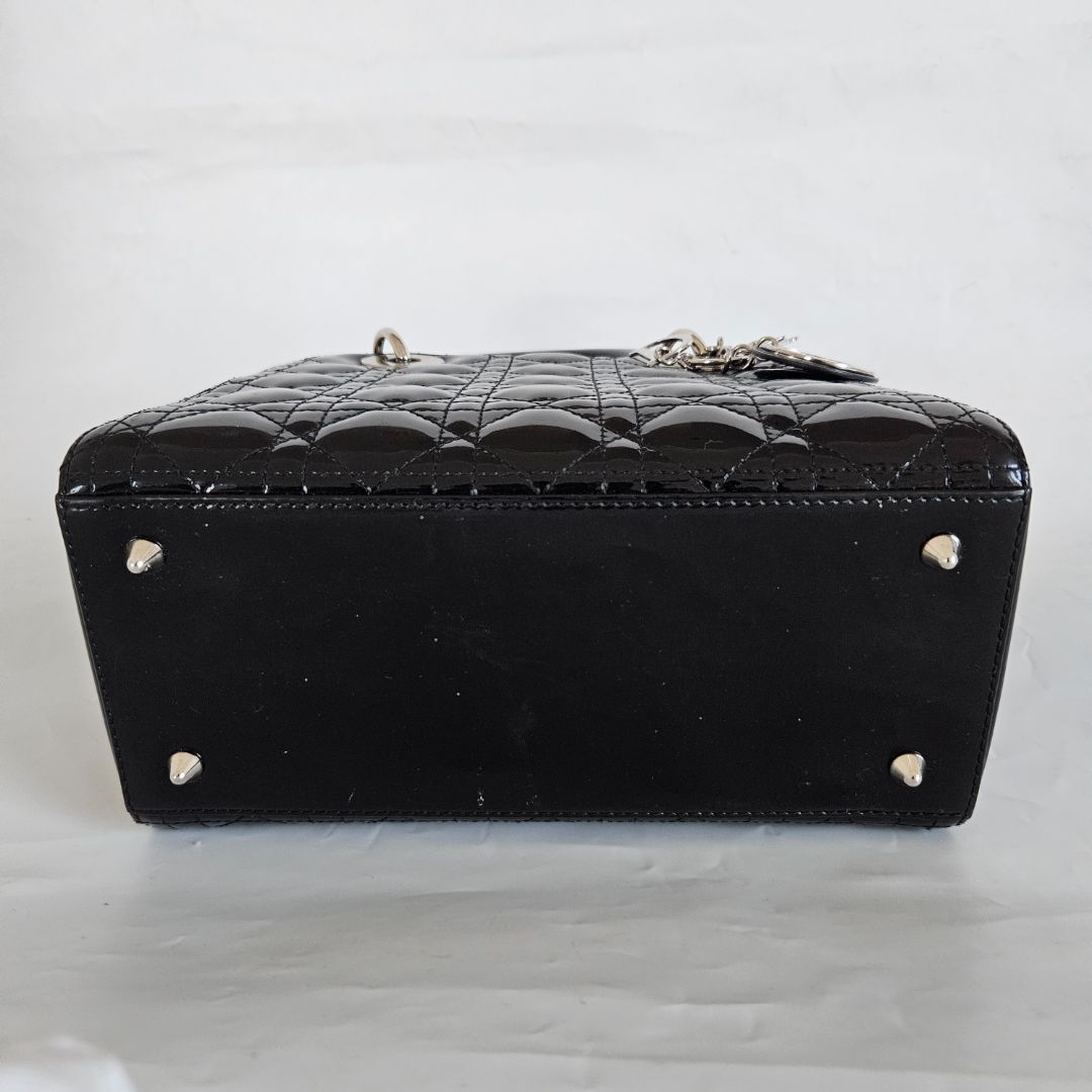 Dior black patent leather medium lady Dior bag