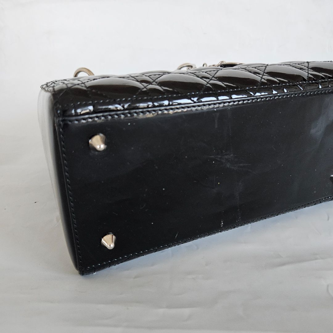 Dior black patent leather medium lady Dior bag