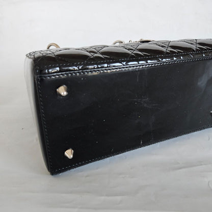 Dior black patent leather medium lady Dior bag