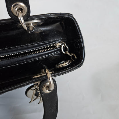 Dior black patent leather medium lady Dior bag
