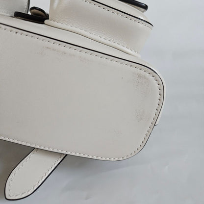 Gucci White Leather Bamboo Backbag