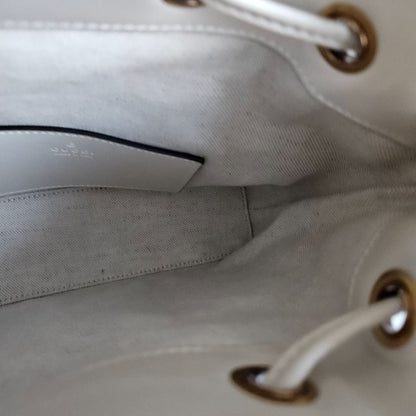 Gucci White Leather Bamboo Backbag