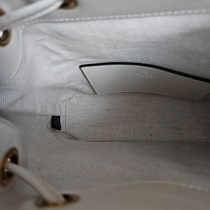 Gucci White Leather Bamboo Backbag