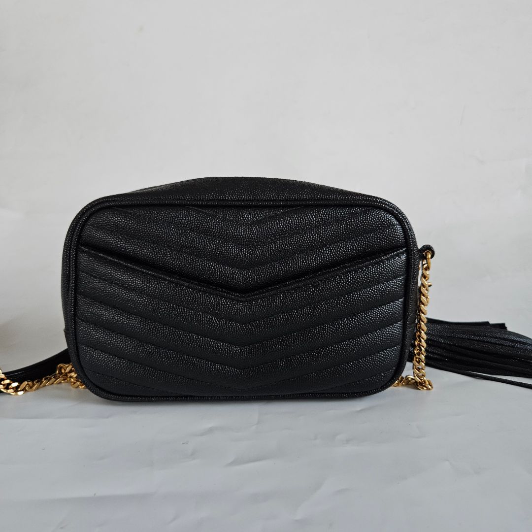 Saint Laurent Black Leather Lou Handbag
