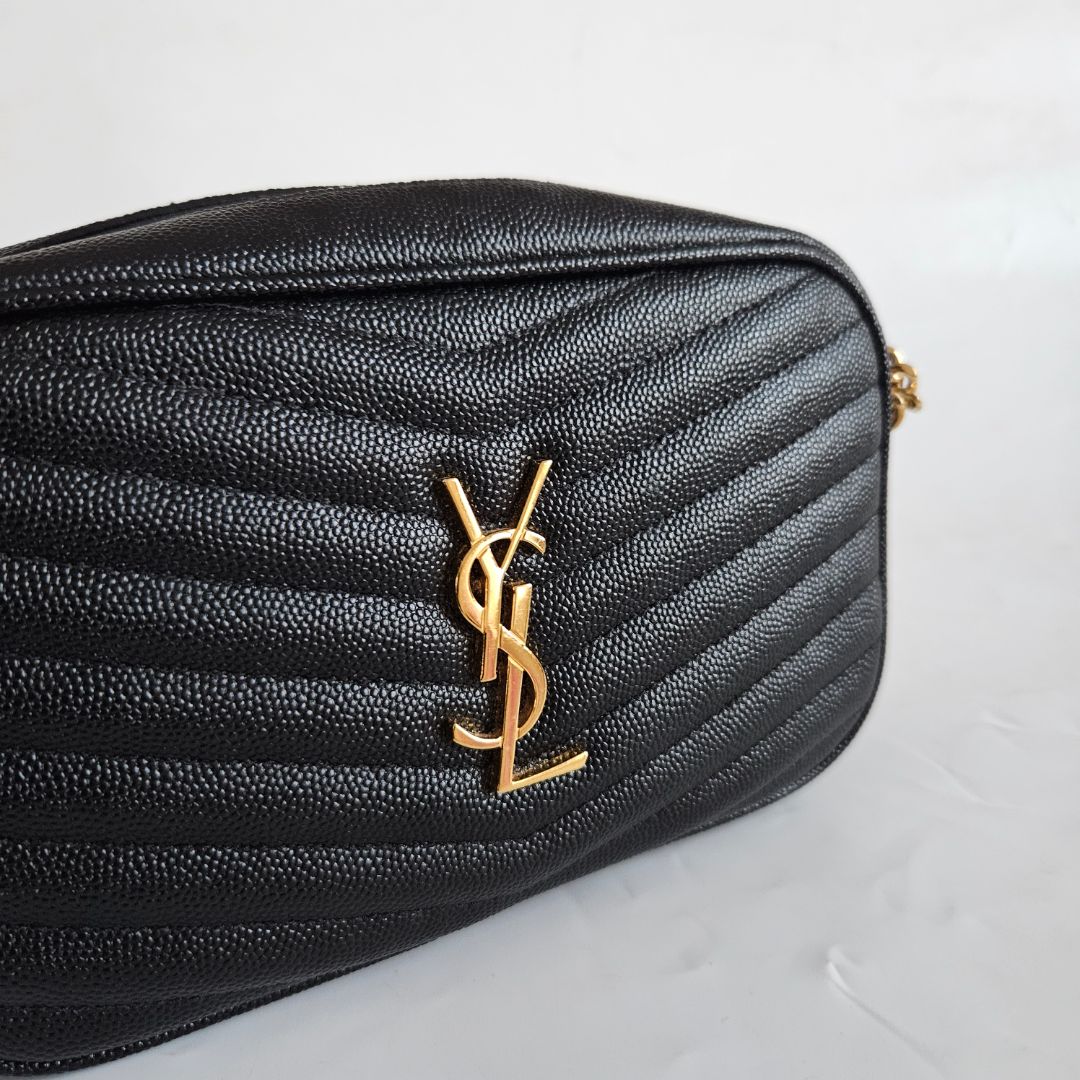 Saint Laurent Black Leather Lou Handbag