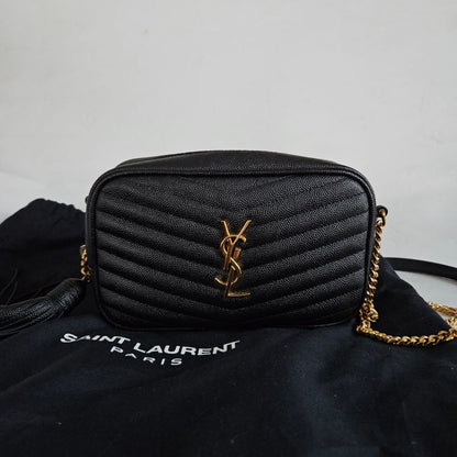 Saint Laurent Black Leather Lou Handbag