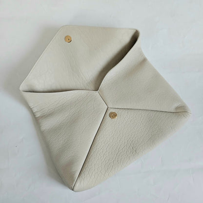 Saint Laurent Large Cassandre Envelope Pouch in white Lambskin Leather