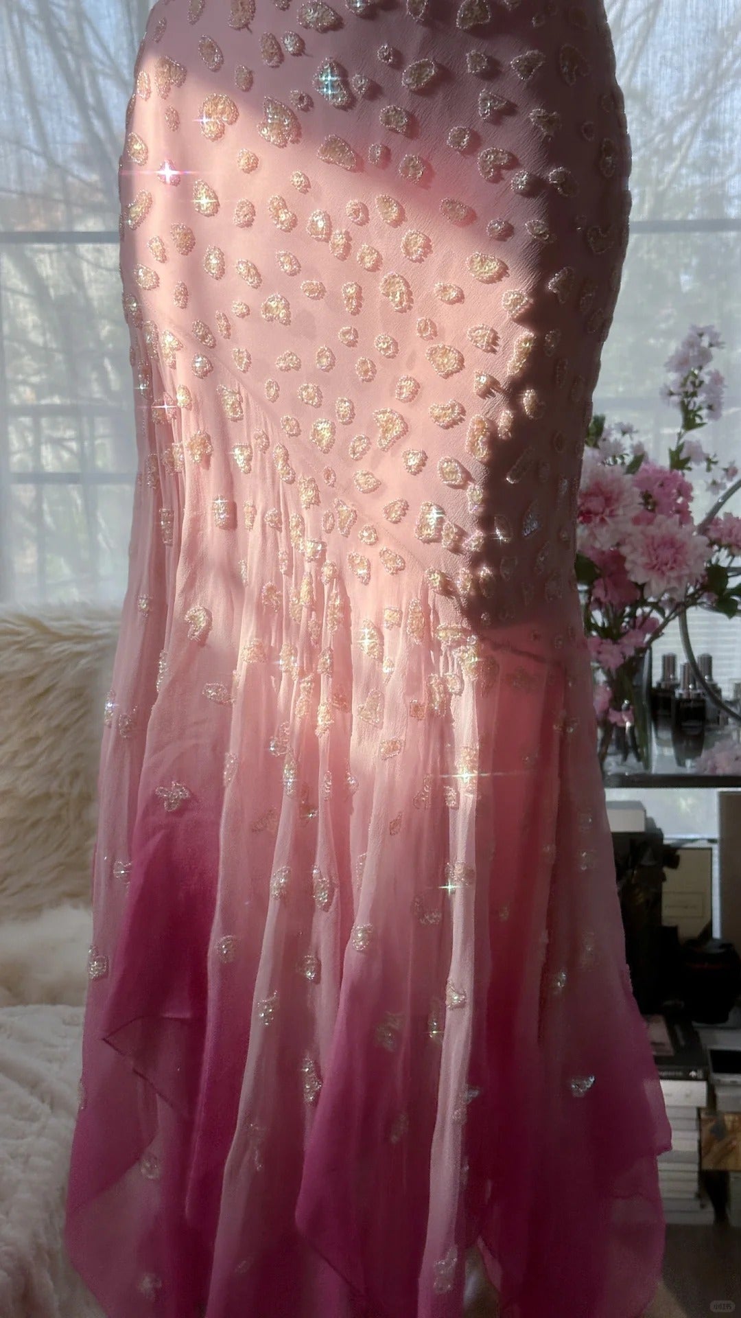 Pink Gradient Luxury Gorgeous Retro Fashion Exquisite Beaded Long Chiffon Ball Dress Birthday Party Dress Evening Dress Prom Dress gh3974