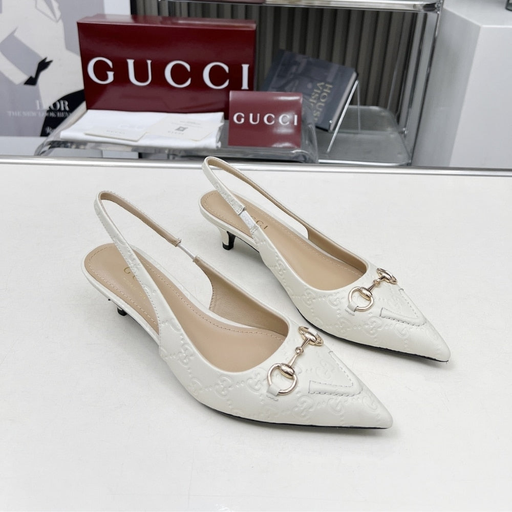 GUCCI WOMEN HORSEBIT SLINGBACK PUMP WHITE