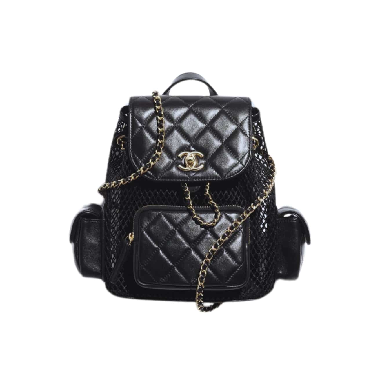 CHANEL MESH BACKPACK BLACK 20CM AS5484 B20127 94305
