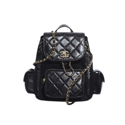 CHANEL MESH BACKPACK BLACK 20CM AS5484 B20127 94305