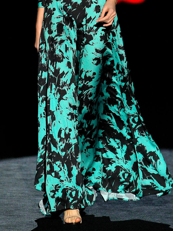 Chiffon Elegant Puff Sleeves Printed Women's Dress