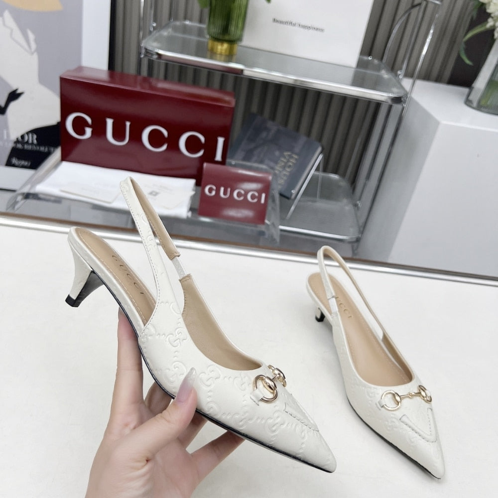 GUCCI WOMEN HORSEBIT SLINGBACK PUMP WHITE
