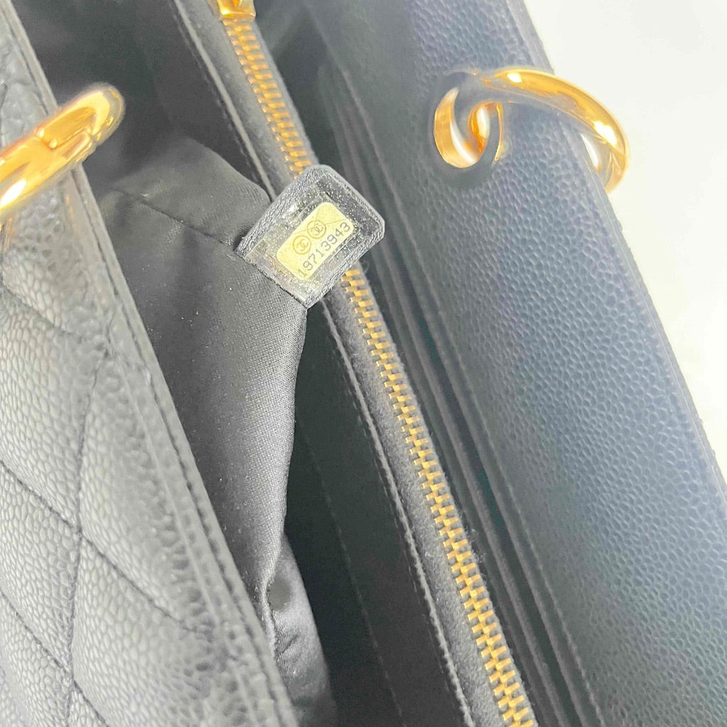 Chanel Black Quilted Caviar Leather GST Tote