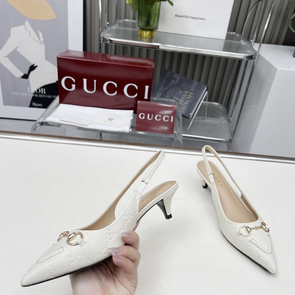 GUCCI WOMEN HORSEBIT SLINGBACK PUMP WHITE