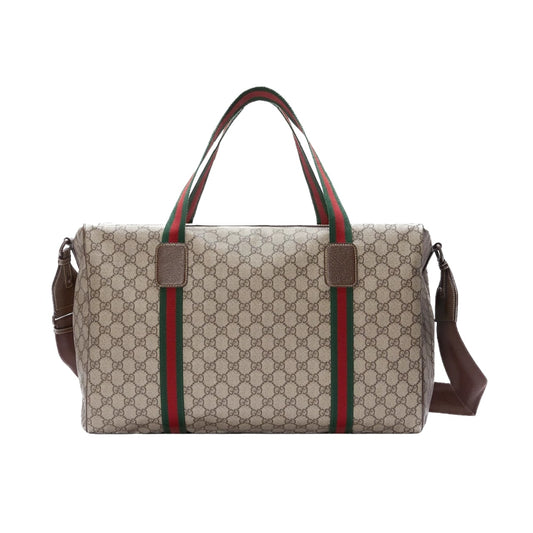 GUCCI LARGE DUFFLE BAG WITH WEB BEIGE EBONY 43CM